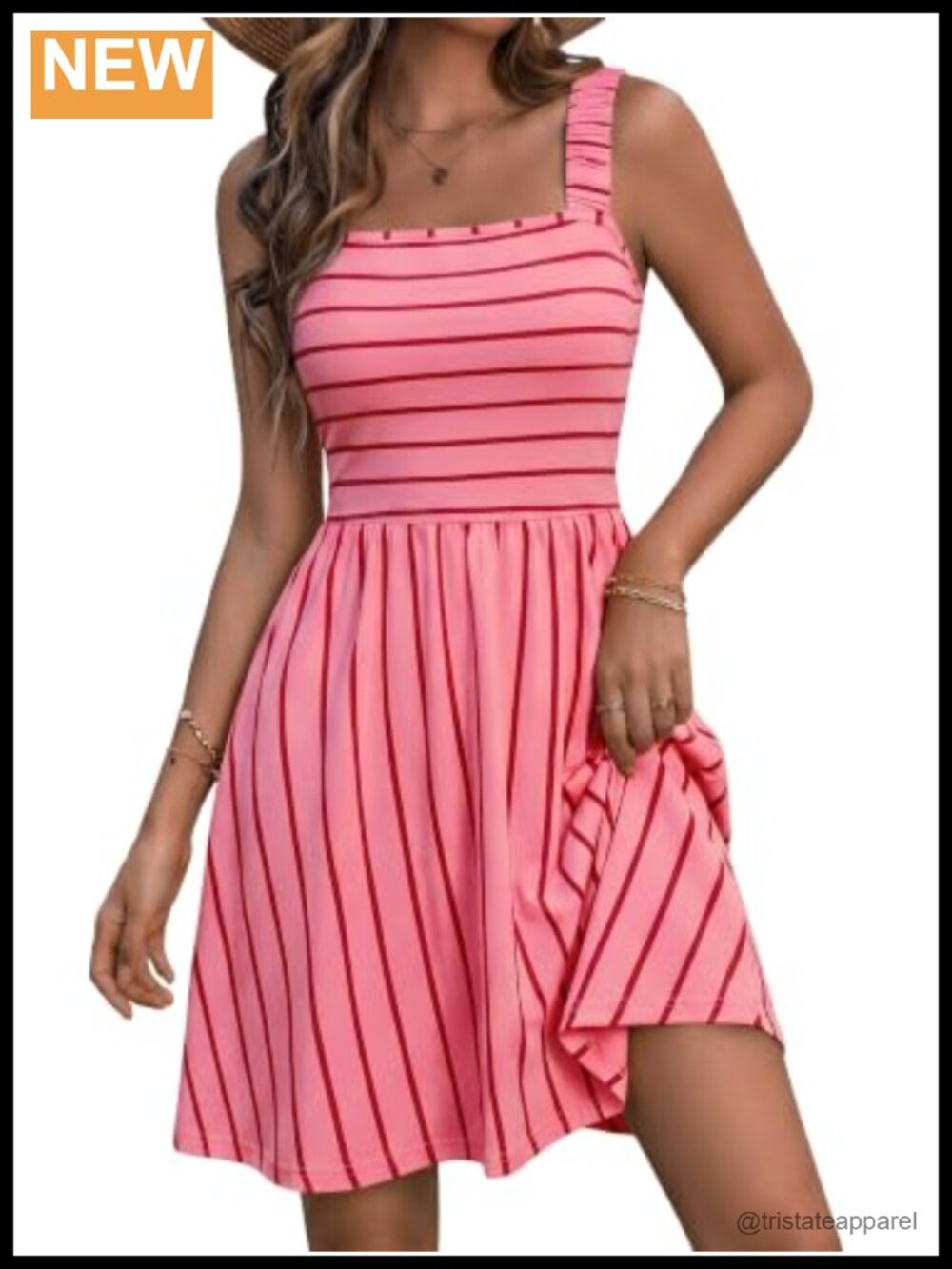 Sleeveless A-Line Midi Dress with Pockets Casual Summer Sundress